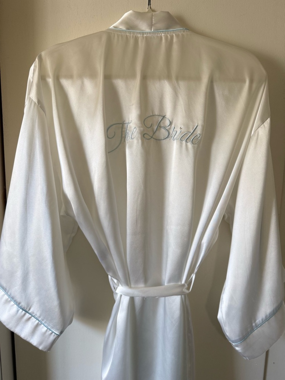 White Satin 'The Bride' Embroidered Robe In Bloom bridal wedding getting ready